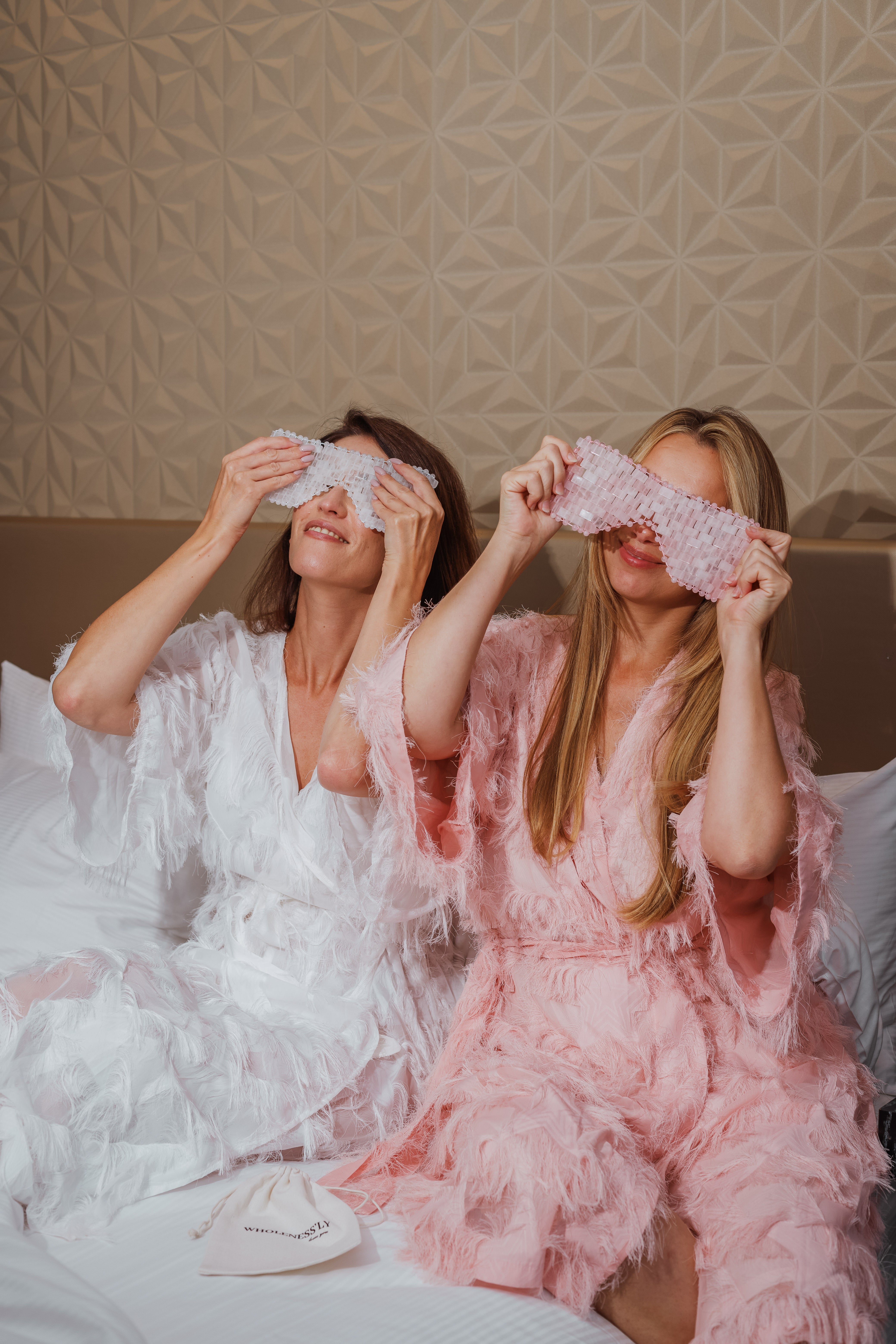 Rose Quartz Crystal Eye Mask for Relaxation & Healing and Clear Quartz Crystal Eye Mask for Tired Eyes