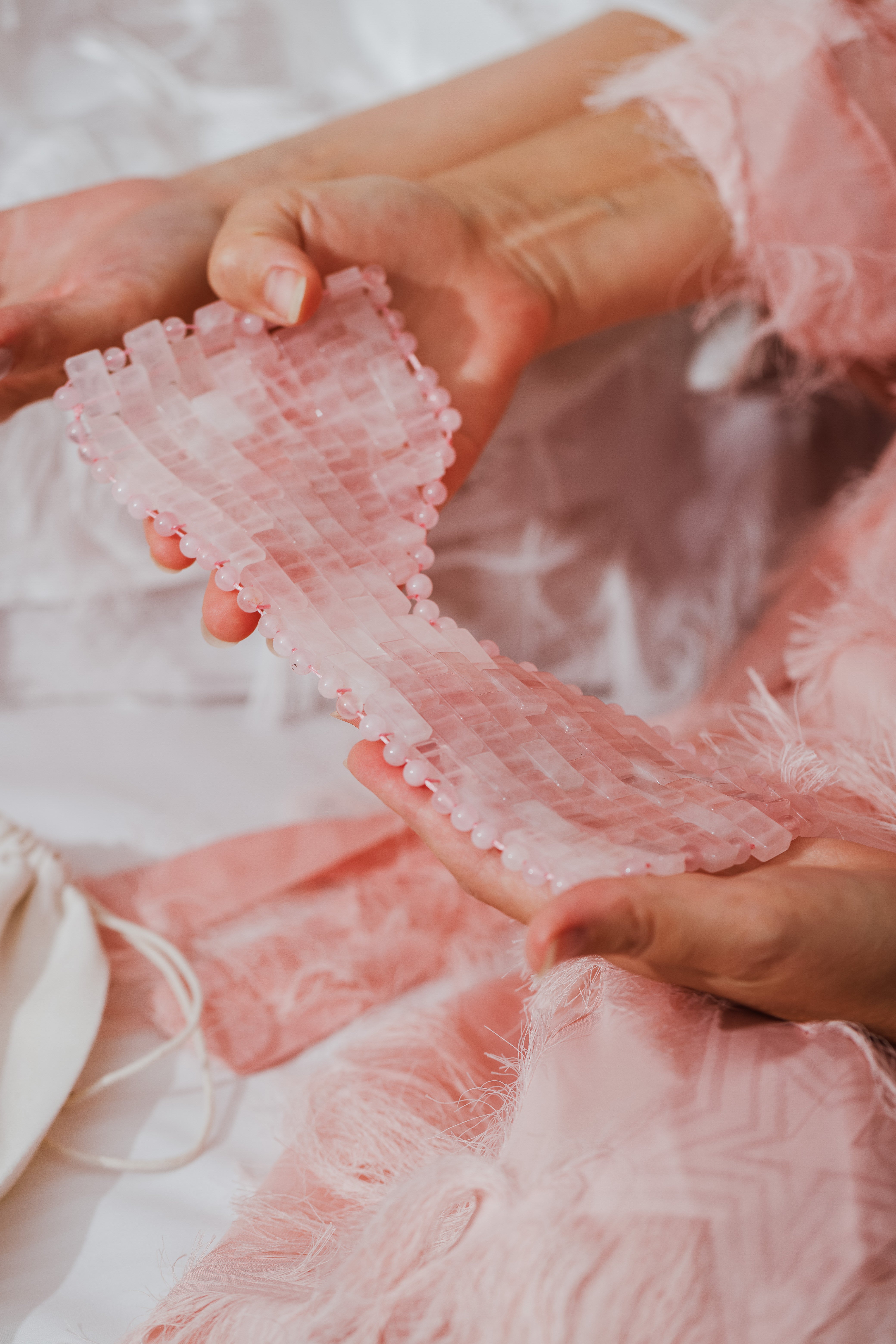 Rose Quartz Crystal Eye Mask for Relaxation & Healing