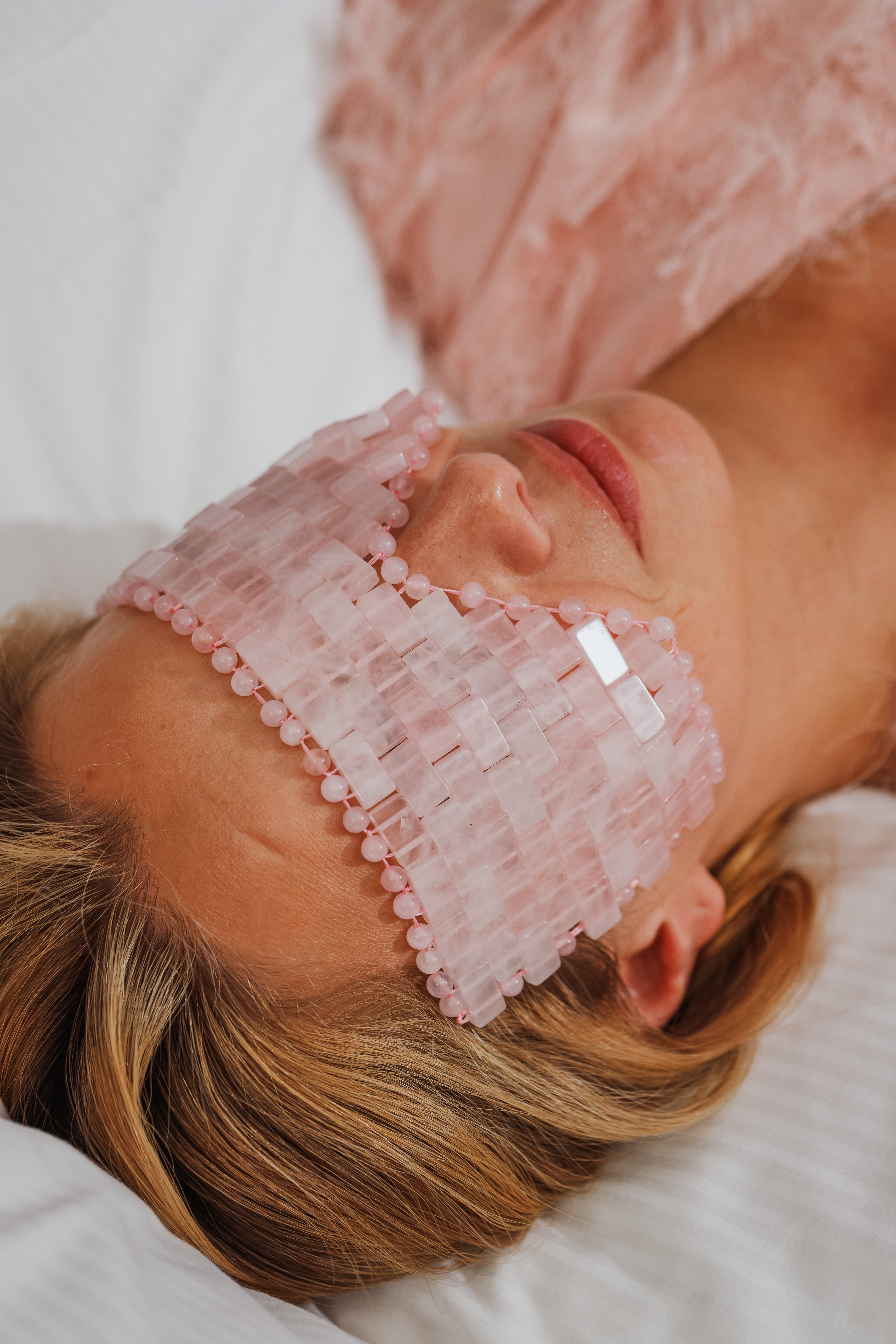 Rose Quartz Crystal Eye Mask for Relaxation & Healing